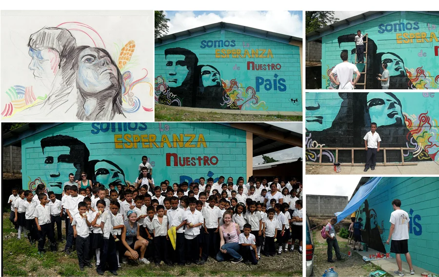    Somos la Esperanza -&nbsp; 2010  45’ x 22’  El Progreso, Yoro, Honduras, C.A.  “Somos La Esperanza de Nuestro Pais” was painted on La Escuela de Juan Ramon. Its message, “We are the Hope of Our People,” was created through my work with students an