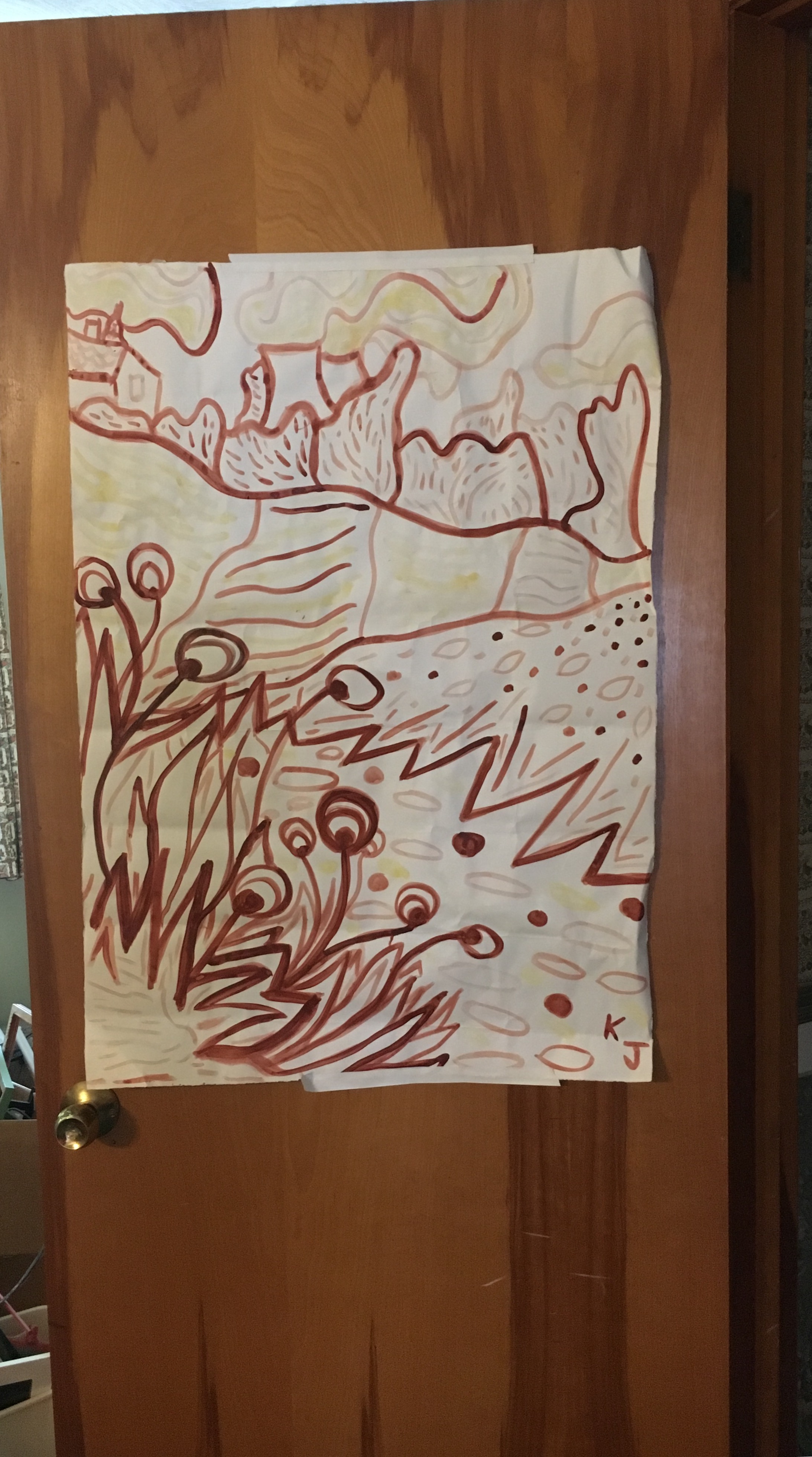 the inspiration - this is a drawing on the door of my studio I made during an artist residency in France in the summer of 2014