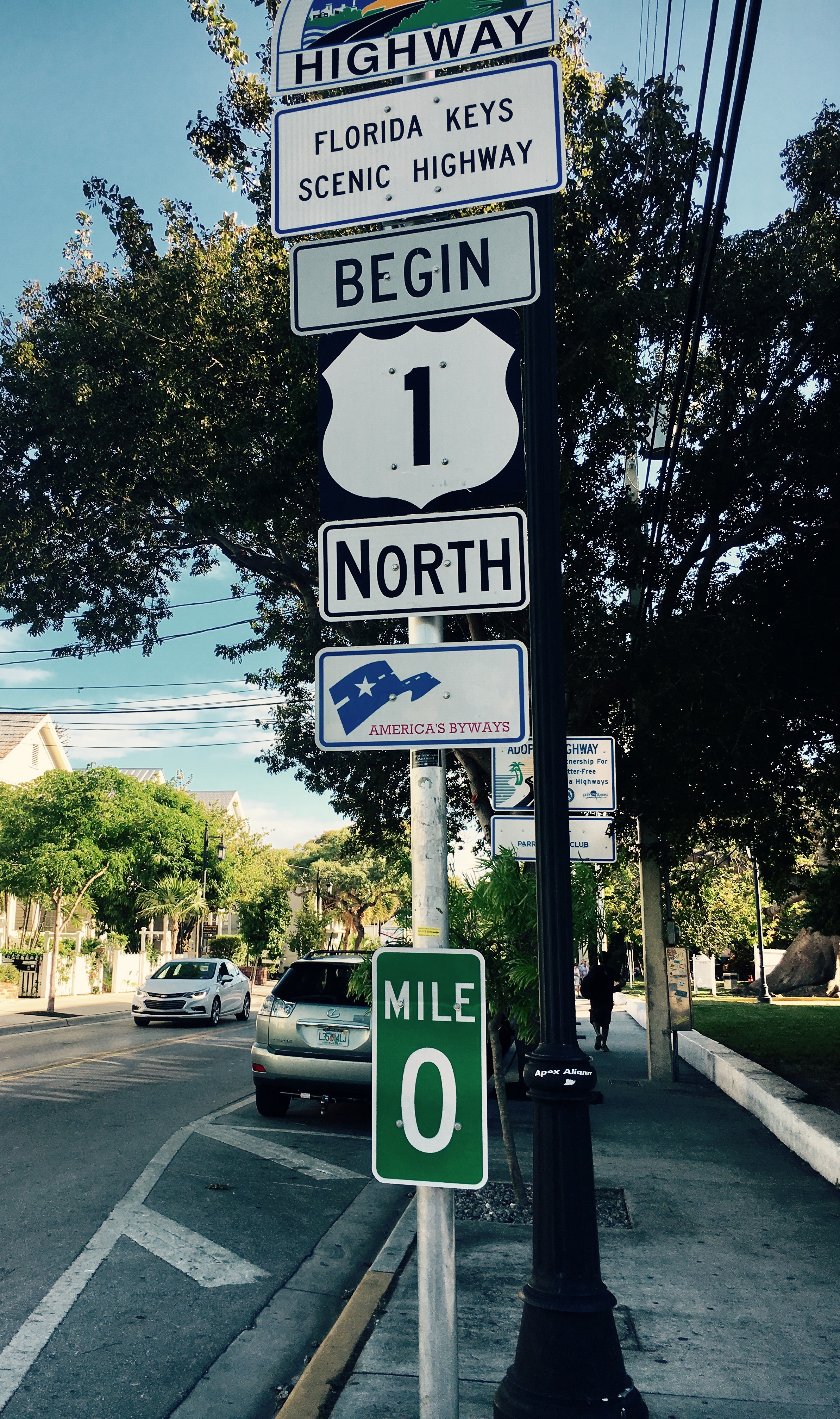 the beginning of highway 1 in Key West