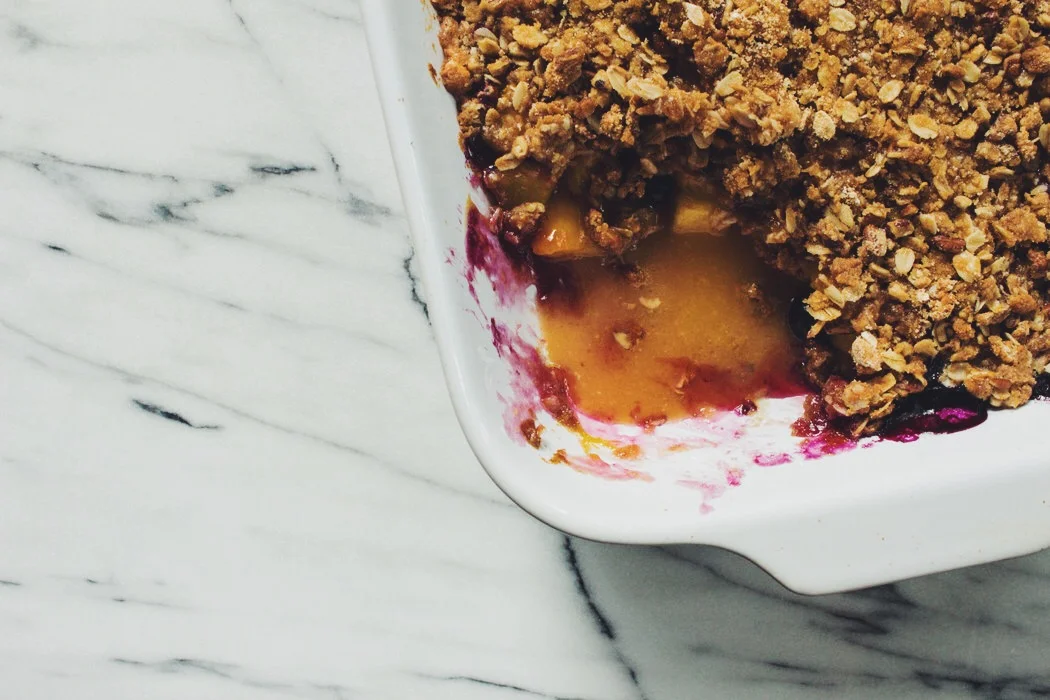 Blueberry + Peach Crumble with Sage