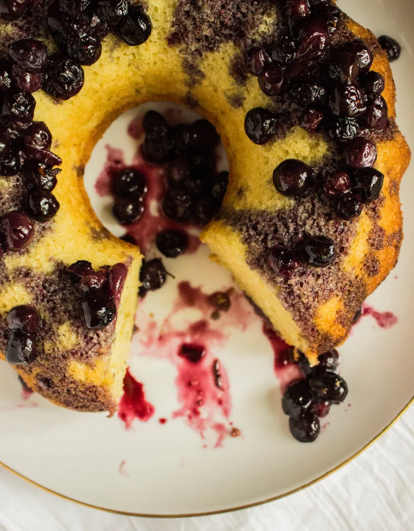 Roasted Balsamic Blueberries with Olive Oil Cake