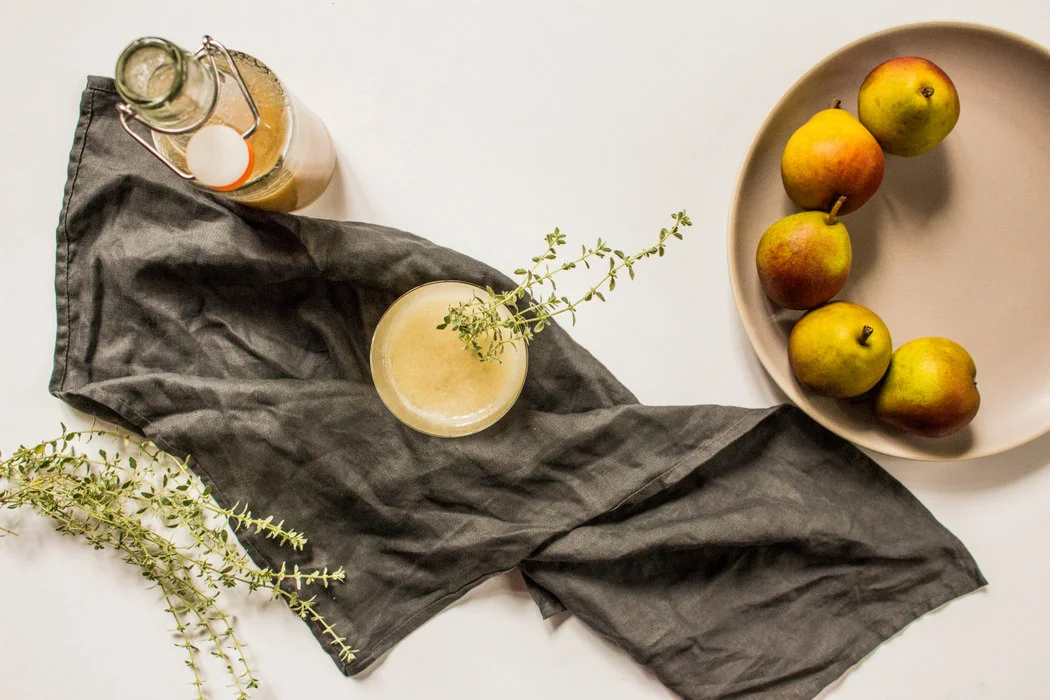 Pear Shrub Cocktail with Thyme Simple Syrup + Prosecco-3.jpg