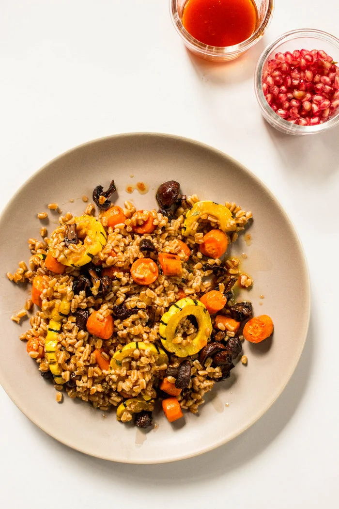 Spicy Farro Salad with Roasted Vegetables + Yogurt — Local Haven