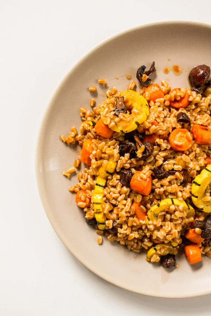 Spicy Farro Salad with Roasted Vegetables + Yogurt — Local Haven