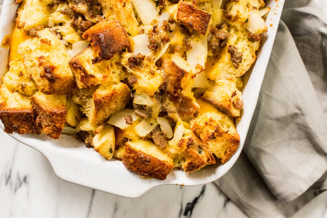 Savory Apple Sausage Bread Pudding