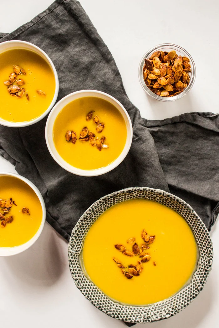 Kabocha Squash Bisque with Habanero Pumpkin Seeds