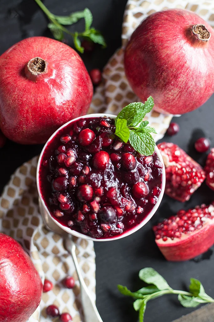 Pomegranate Cranberry Relish with Mint + Printable Recipe Cards with