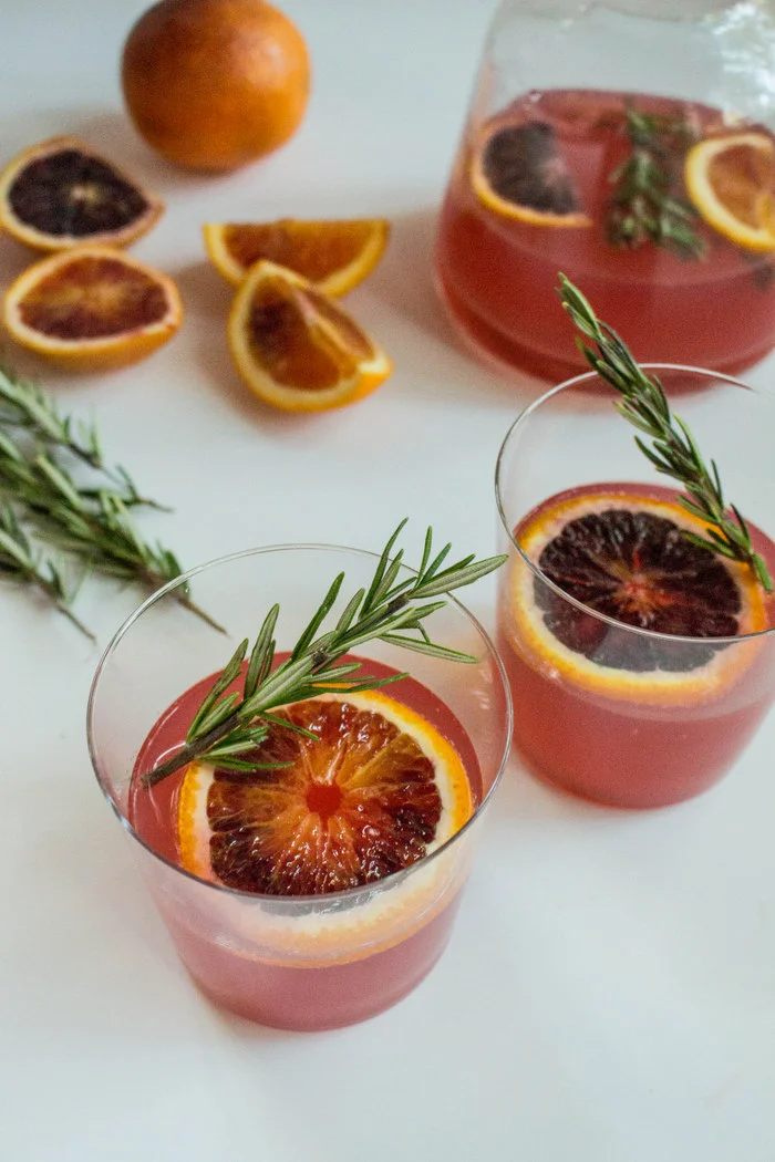 Blood Orange Gin + Tonic with Infused Rosemary Syrup