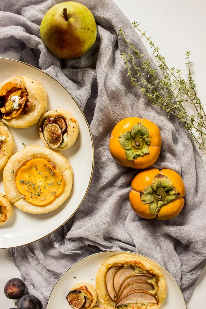 Persimmon, Fig, + Pear Tarts, a Holiday Appetizer