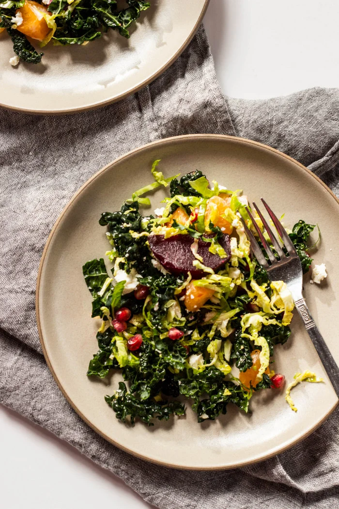 Shredded Kale + Brussels Sprout Salad with Beets and Oranges — Local Haven