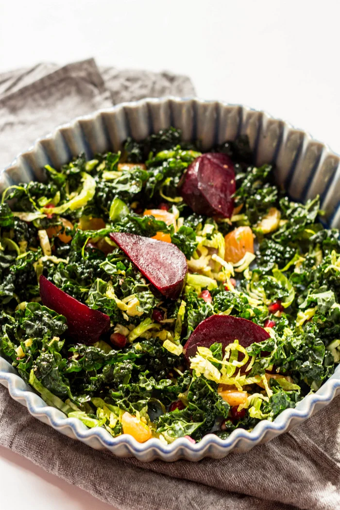 Shredded Kale + Brussels Sprout Salad with Beets and Oranges — Local Haven