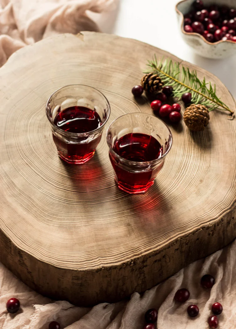 Cranberry Bourbon Cocktail with Doug Fir Syrup, for The Baking Bird