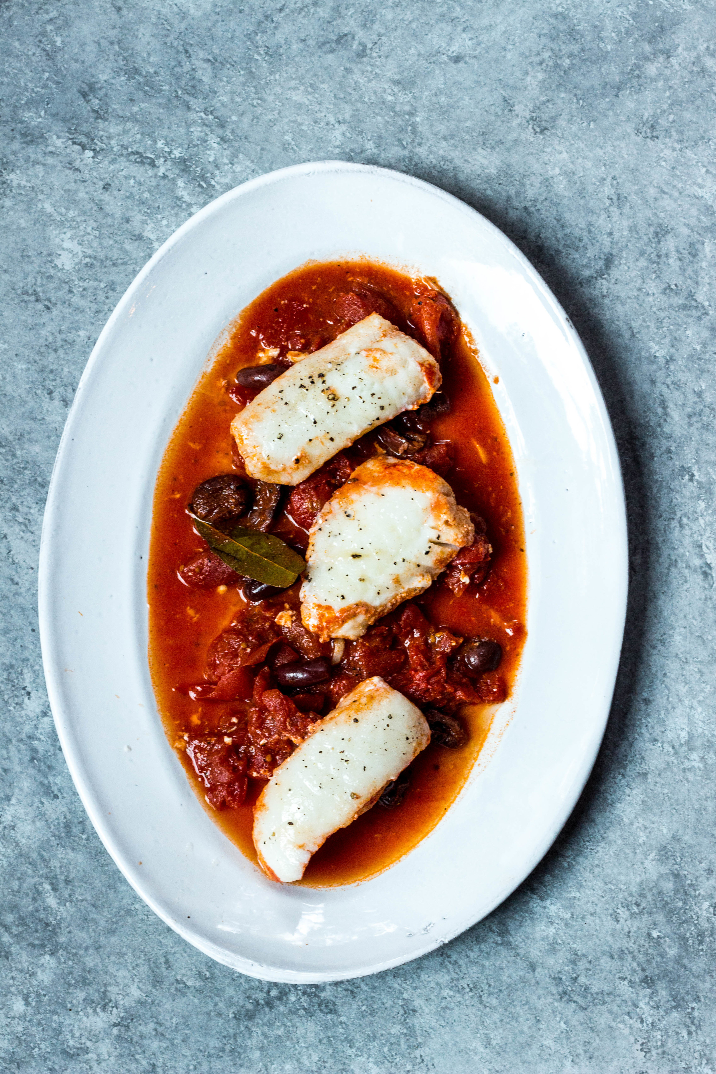 Poached Halibut in Tomato Sauce + Olives — Local Haven
