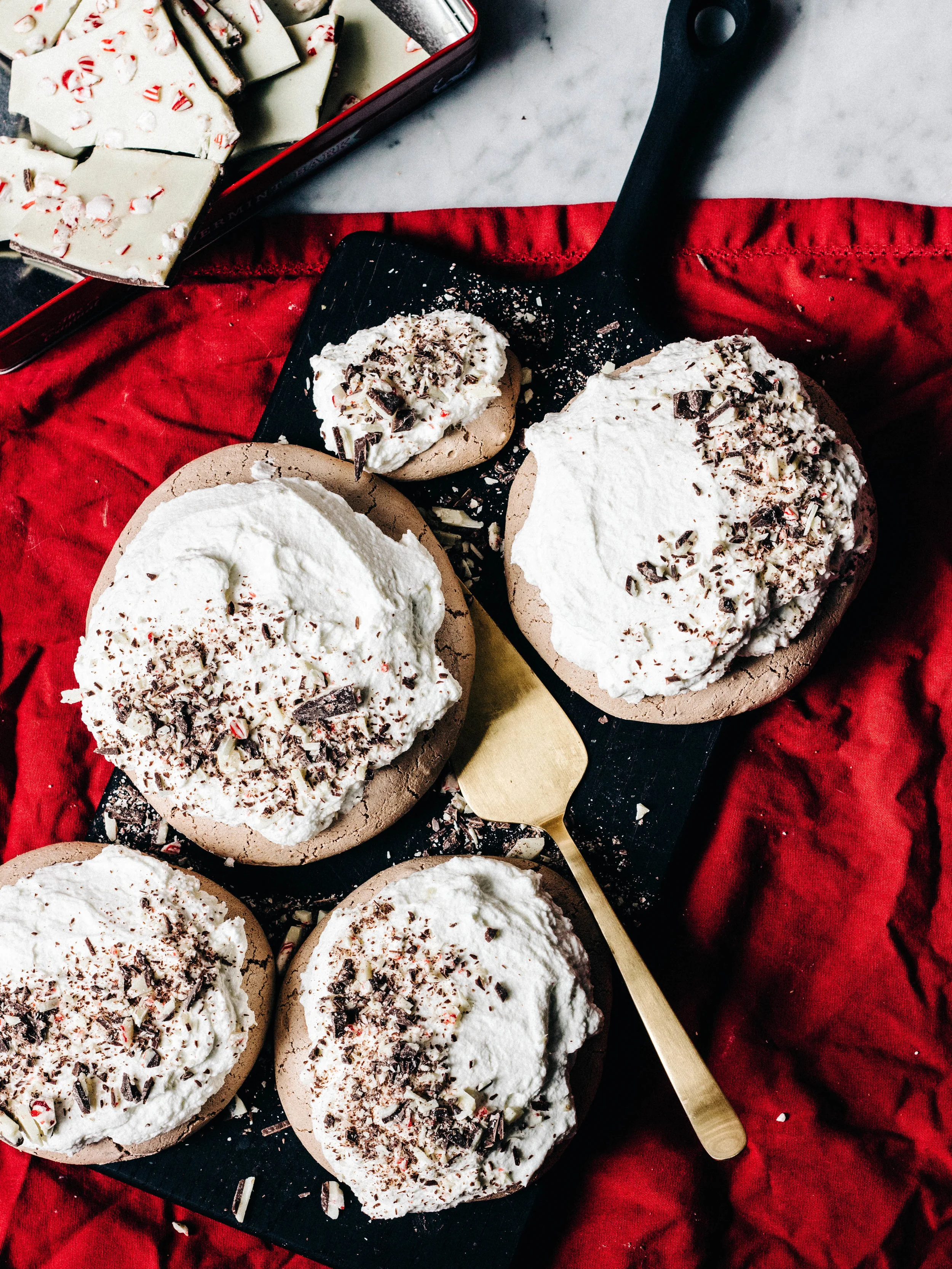 Chocolate-Peppermint Bark Pavlova 
