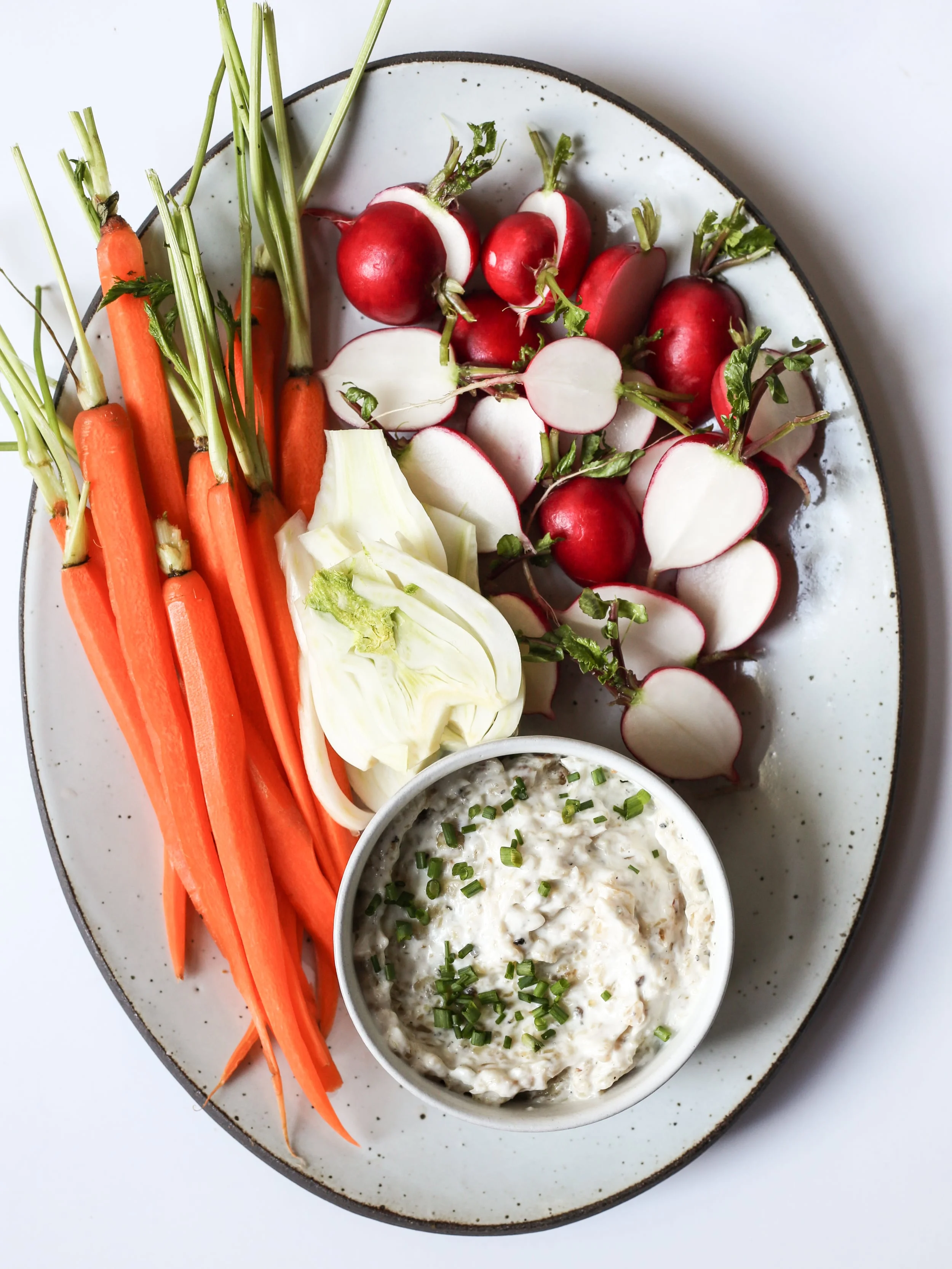 Crudités with Caramelized Shallot Yogurt Dip