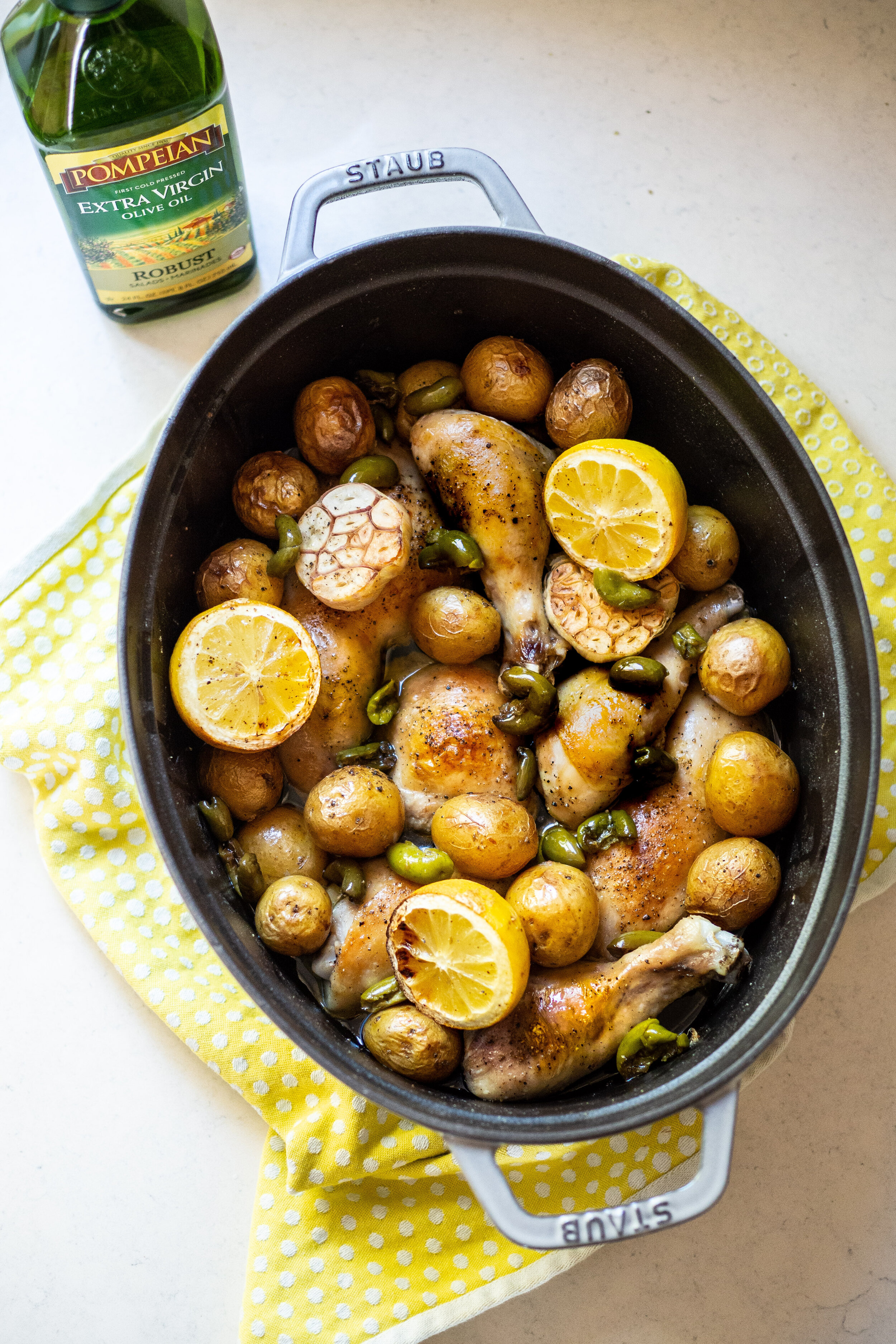 Olive Oil Chicken Confit with Lemons, Potatoes, Green Olives + Herbs (1 of 1).jpg