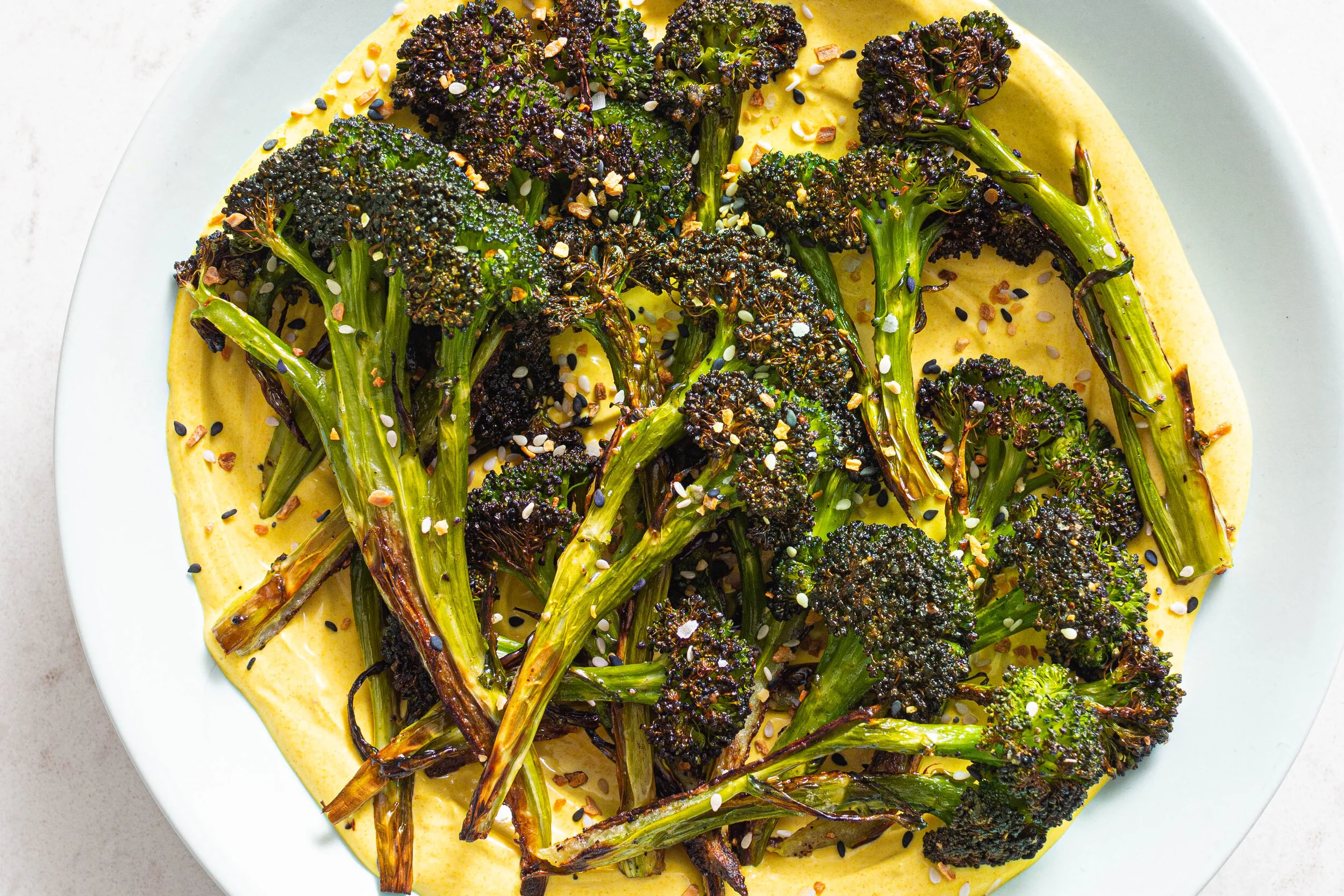 Roasted Broccoli with TurmericTahini Yogurt and Spicy Sauce — Local Haven