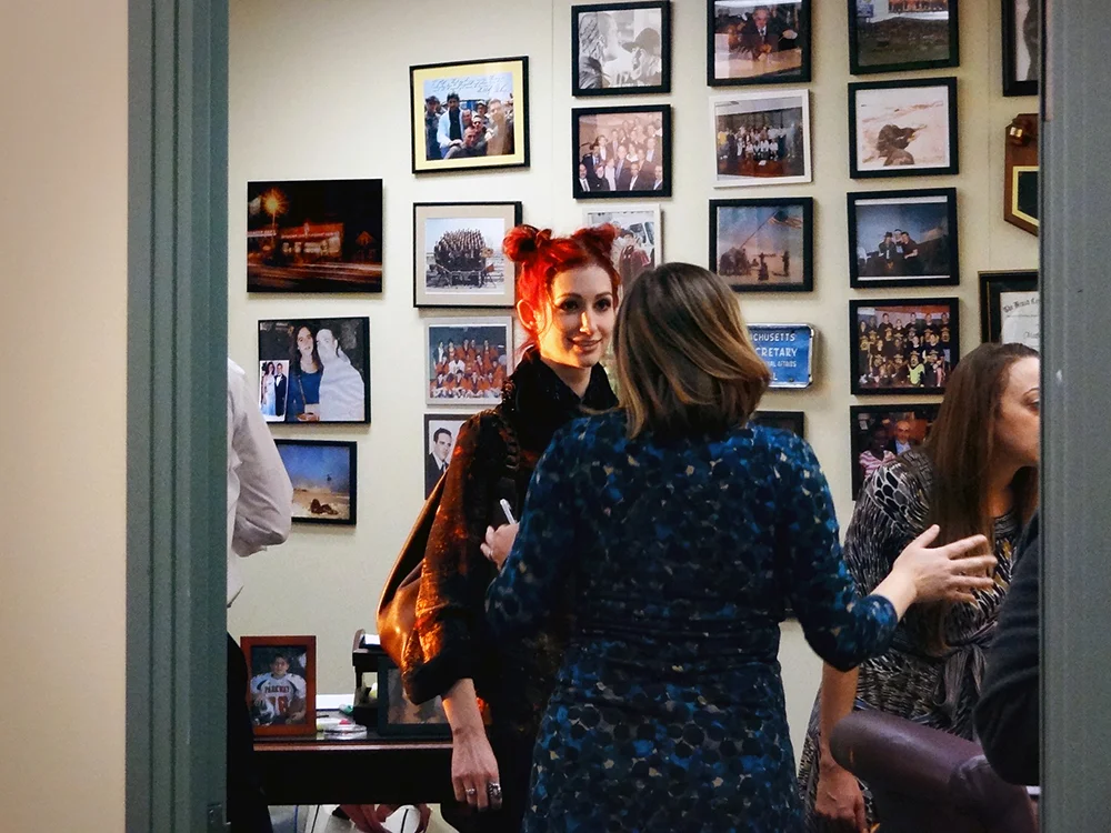 Geena Matuson (@geenamatuson) speaking to another artist about the work, 2013.