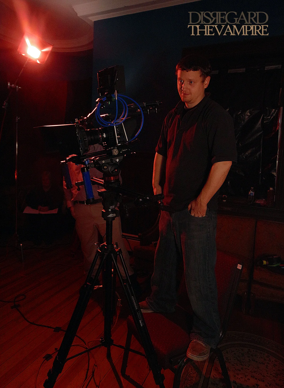 D.P./Editor Chris Hunter of Collective Thought Media, behind the camera on set, 2014.