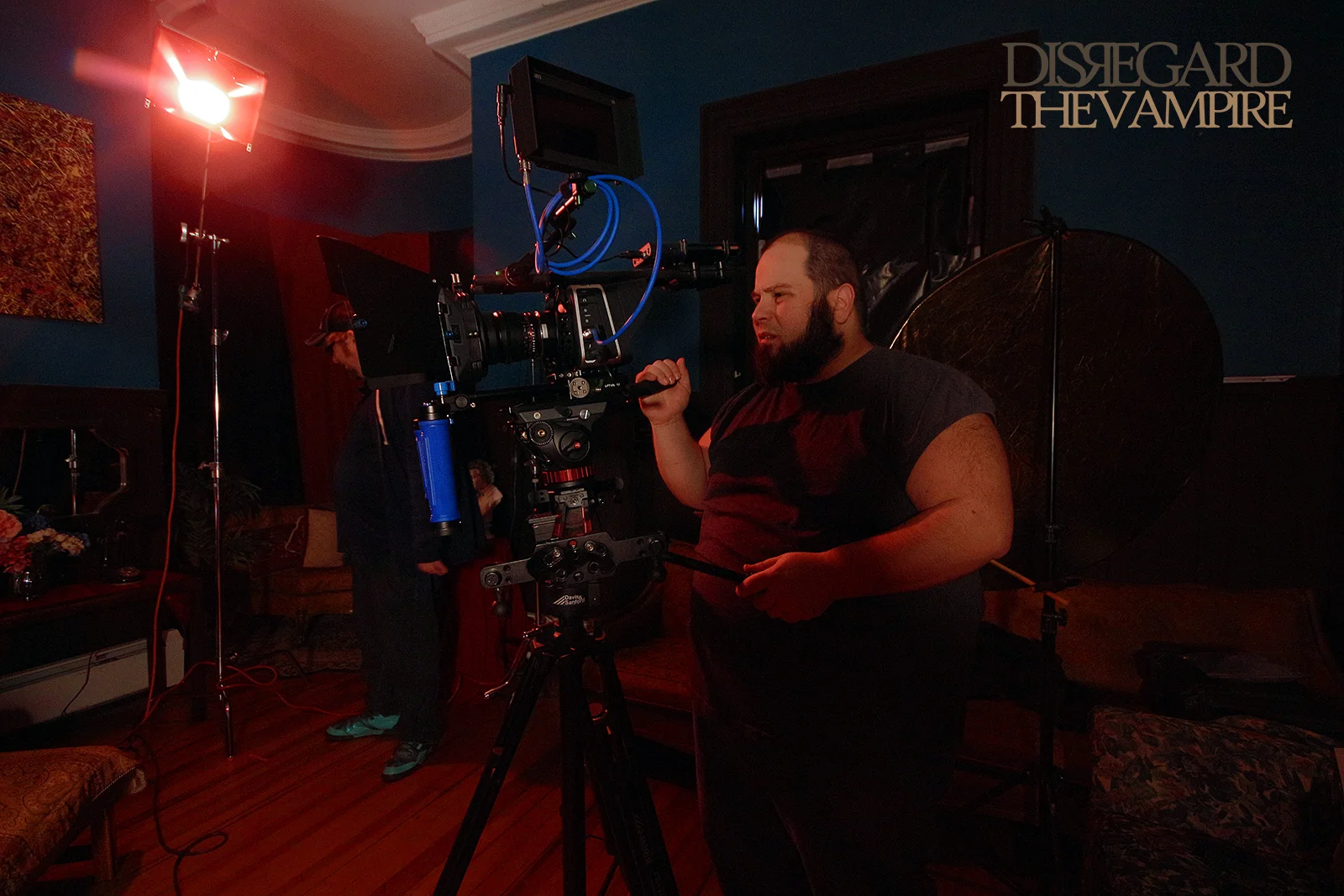 A.C. James DeMello behind the camera on set of Disregard The Vampire, 2014.