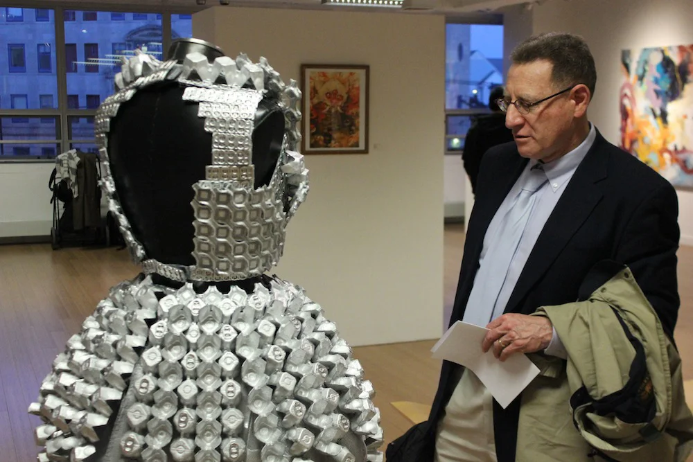 Andrew Brown at Geena Matuson's (@geenamatuson) TransFIREmation Gallery Show & Installation in the MassArt Student Life Gallery, 2013.