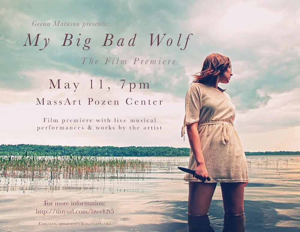 Marketing materials for Geena Matuson's (@geenamatuson) film premiere of 'My Big Bad Wolf,' May 11, 2013.