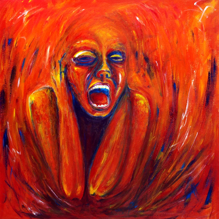 The Fire 30 x 30", Acrylic on Canvas / Illustration by Geena Matuson @geenamatuson