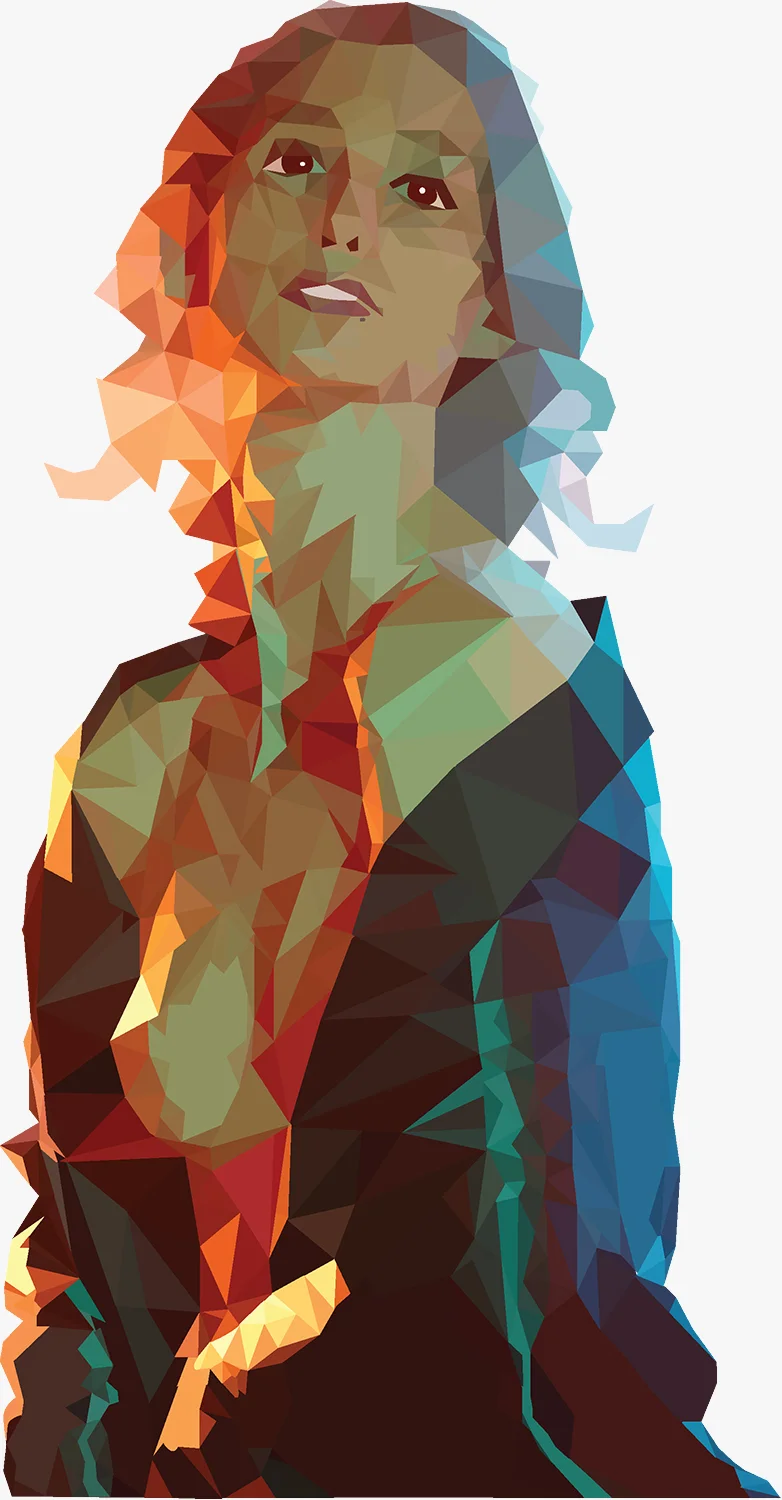 First attempt at low-Poly Portrait of Geena Matuson created using Adobe Illustrator, 2015.