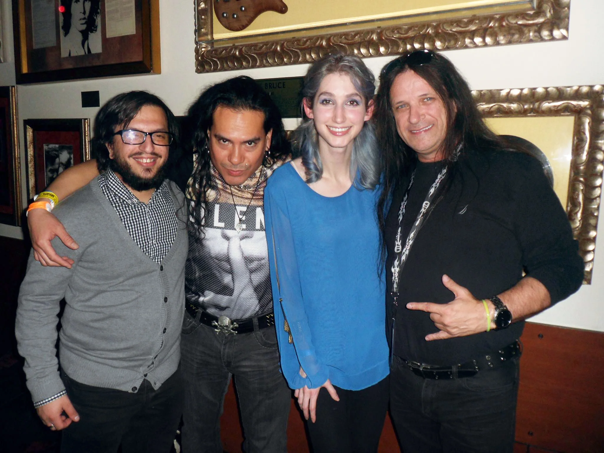Musician Joe Musacchia, DJ Kuro and Geena Matuson with Gerg Anidem of Indie Scene Radio at Hard Rock Cafe in Boston, 2015.