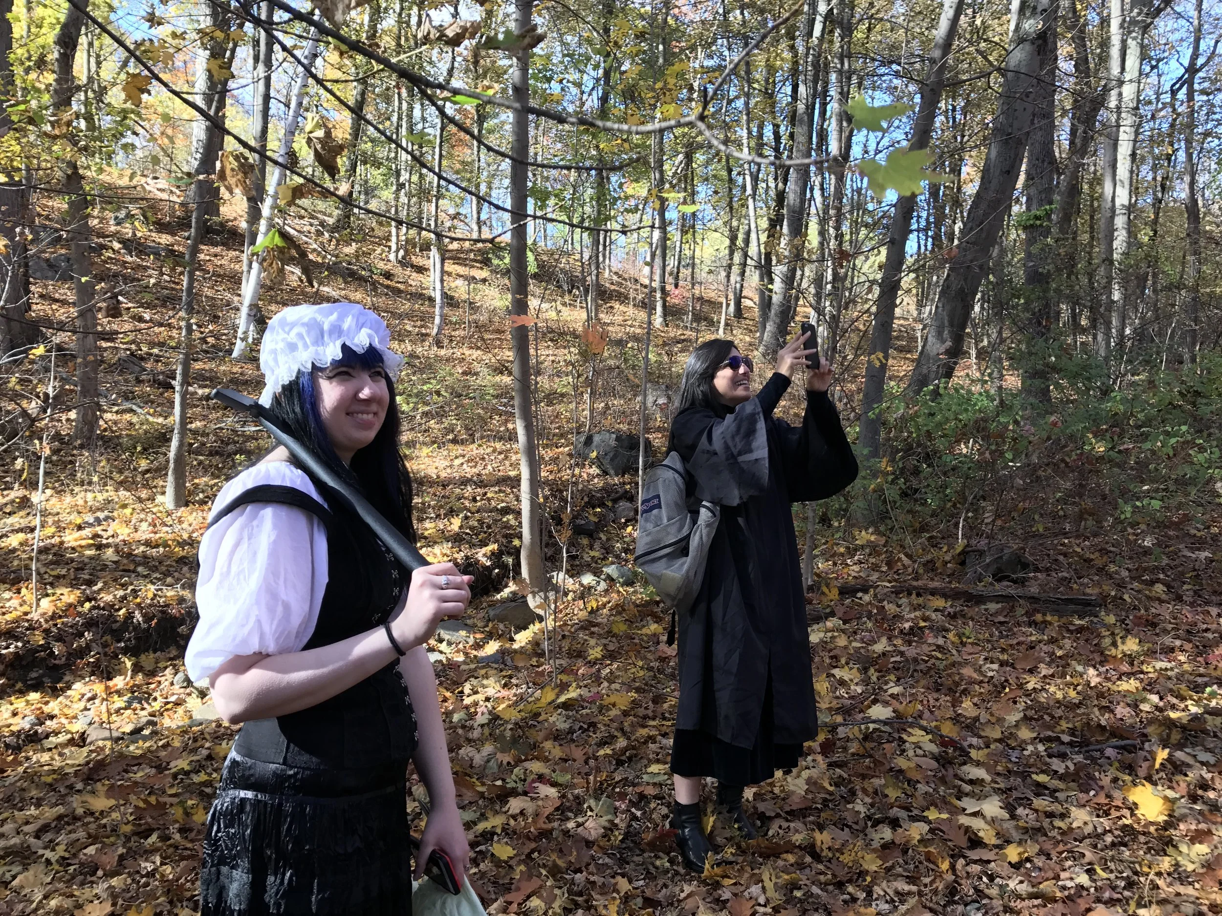 On the set of Reel Groovy Films shoot with Evelle and Mima, pilgrims transported through time with a great understanding of new technology, 2016.