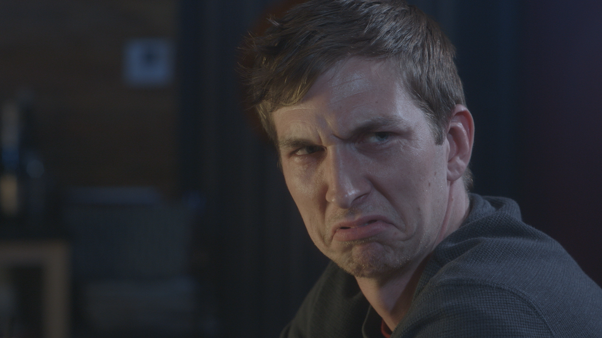 The many faces of Chris Fisher in Geena Matuson's (@geenamatuson) short 'Depends,' filmed at Rock 'n' Roll Rib Joint in Medfield, MA. Cinematography by Denez McAdoo.