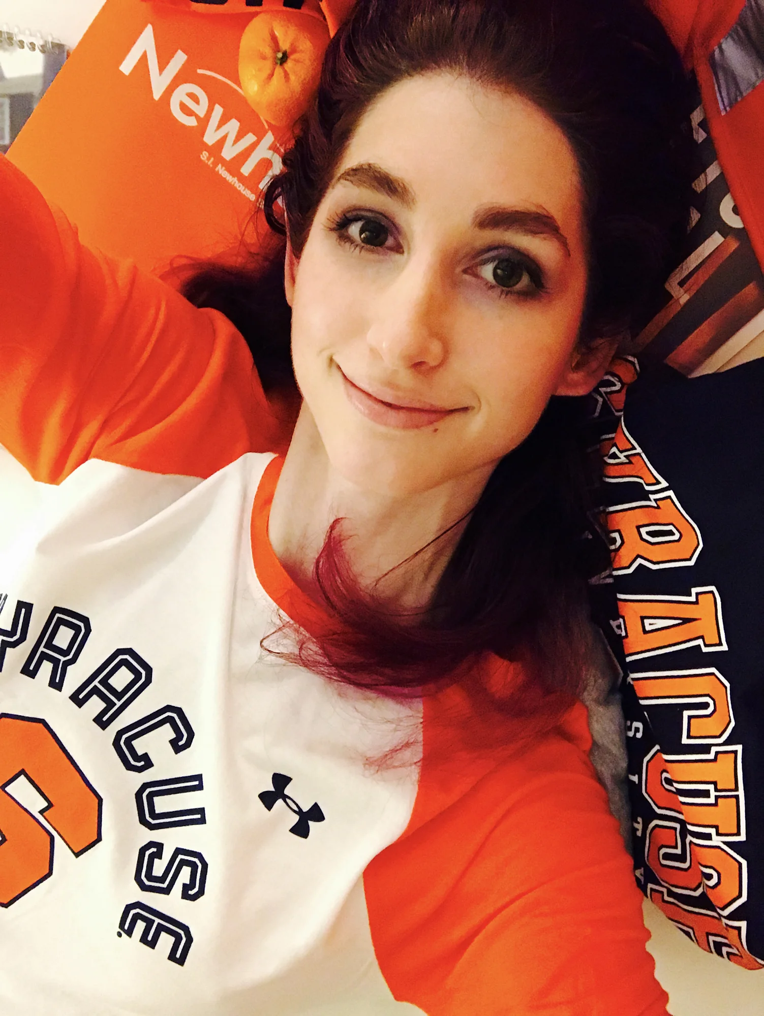 "I'm so excited to get my Masters in Arts Journalism at Syracuse University Newhouse School! I clearly went overboard on the branded swag - but totally worth it!"