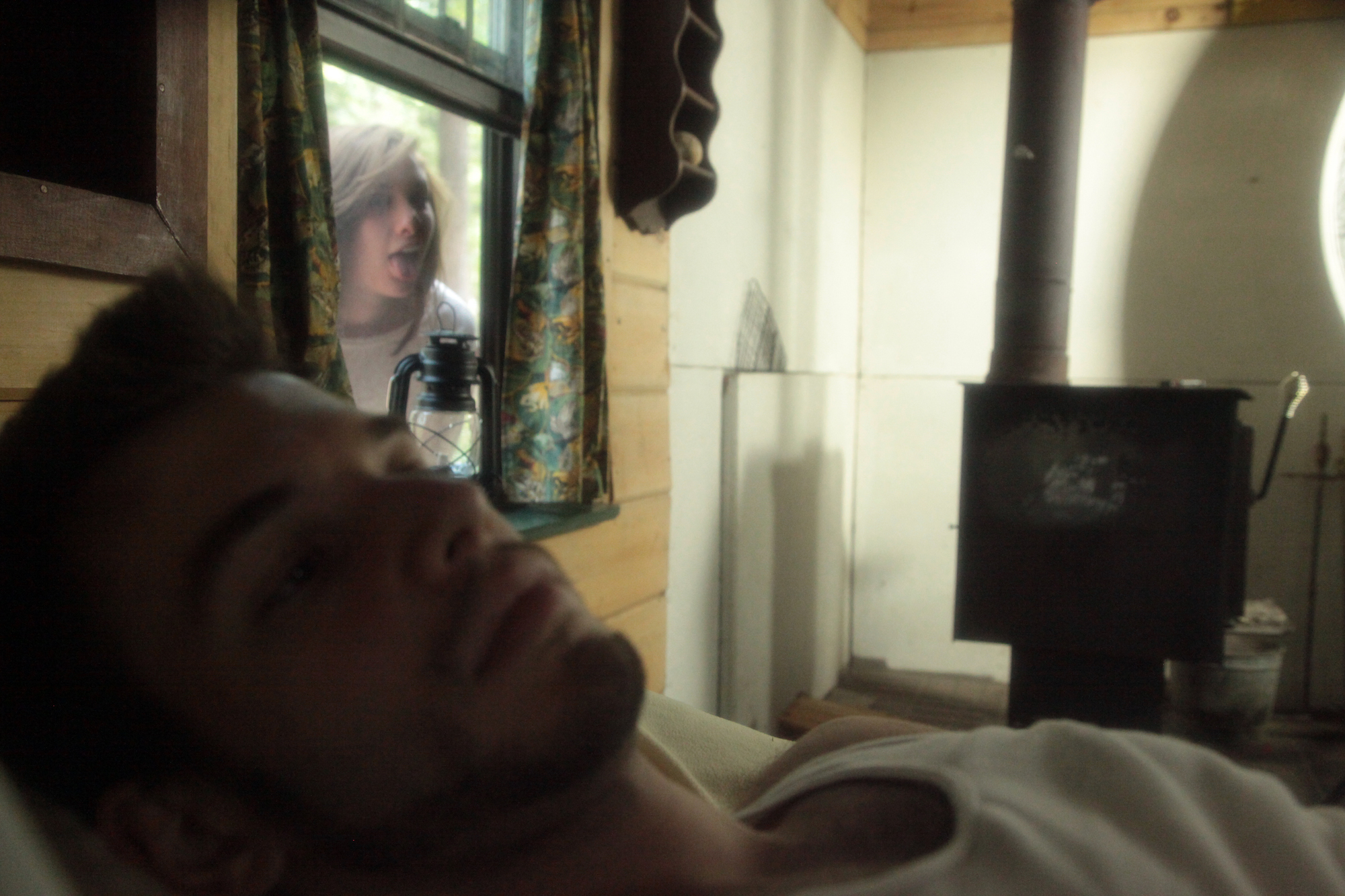 Chelsea Ross Miller and Vasilios Asimakos on the set of Geena Matuson's (@geenamatuson) thesis film 'My BIg Bad Wolf', 2013.