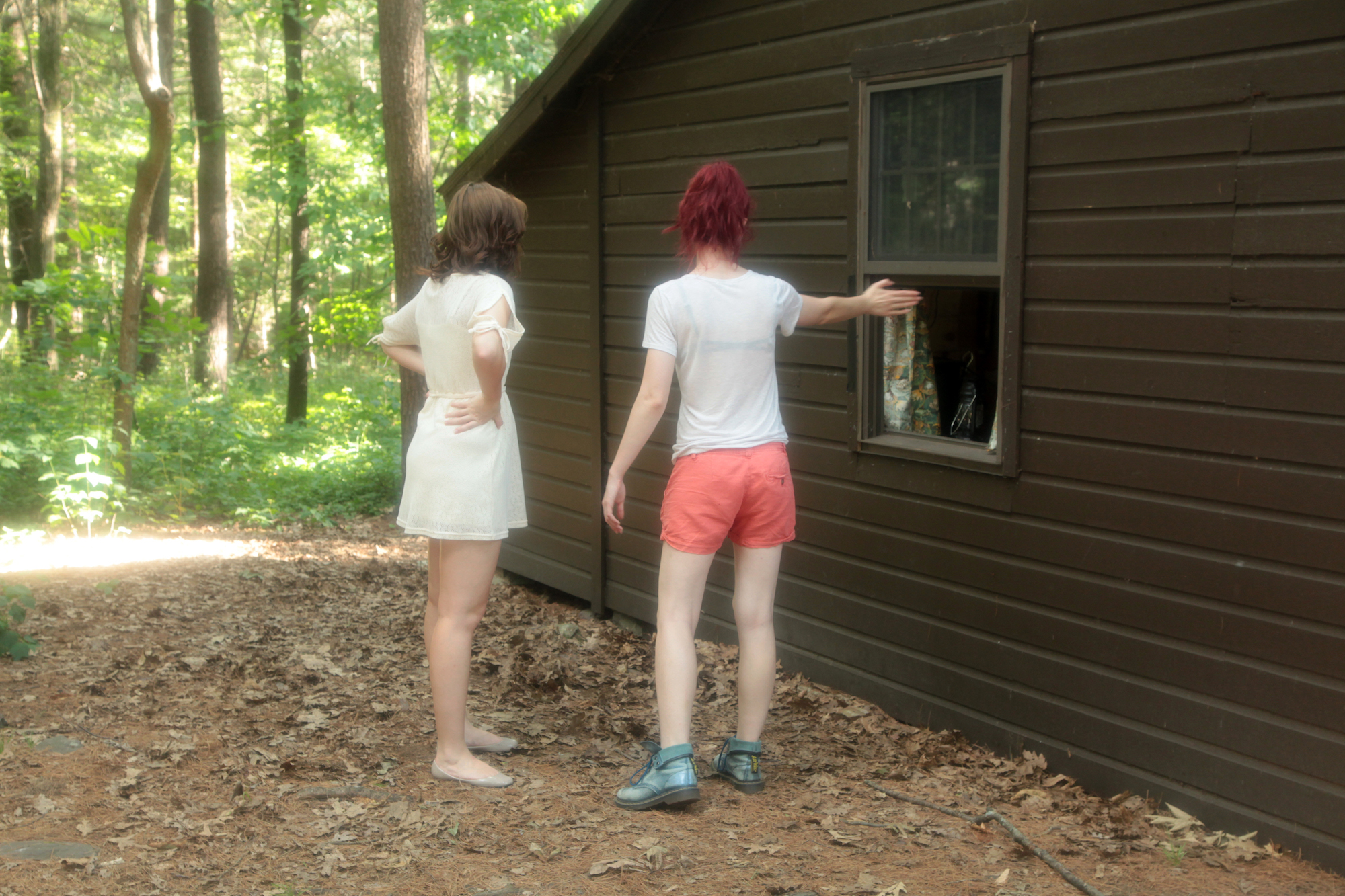 Chelsea Ross Miller given direction by Geena Matuson (@geenamatuson) on the set of her thesis film 'My Big Bad Wolf', 2013.