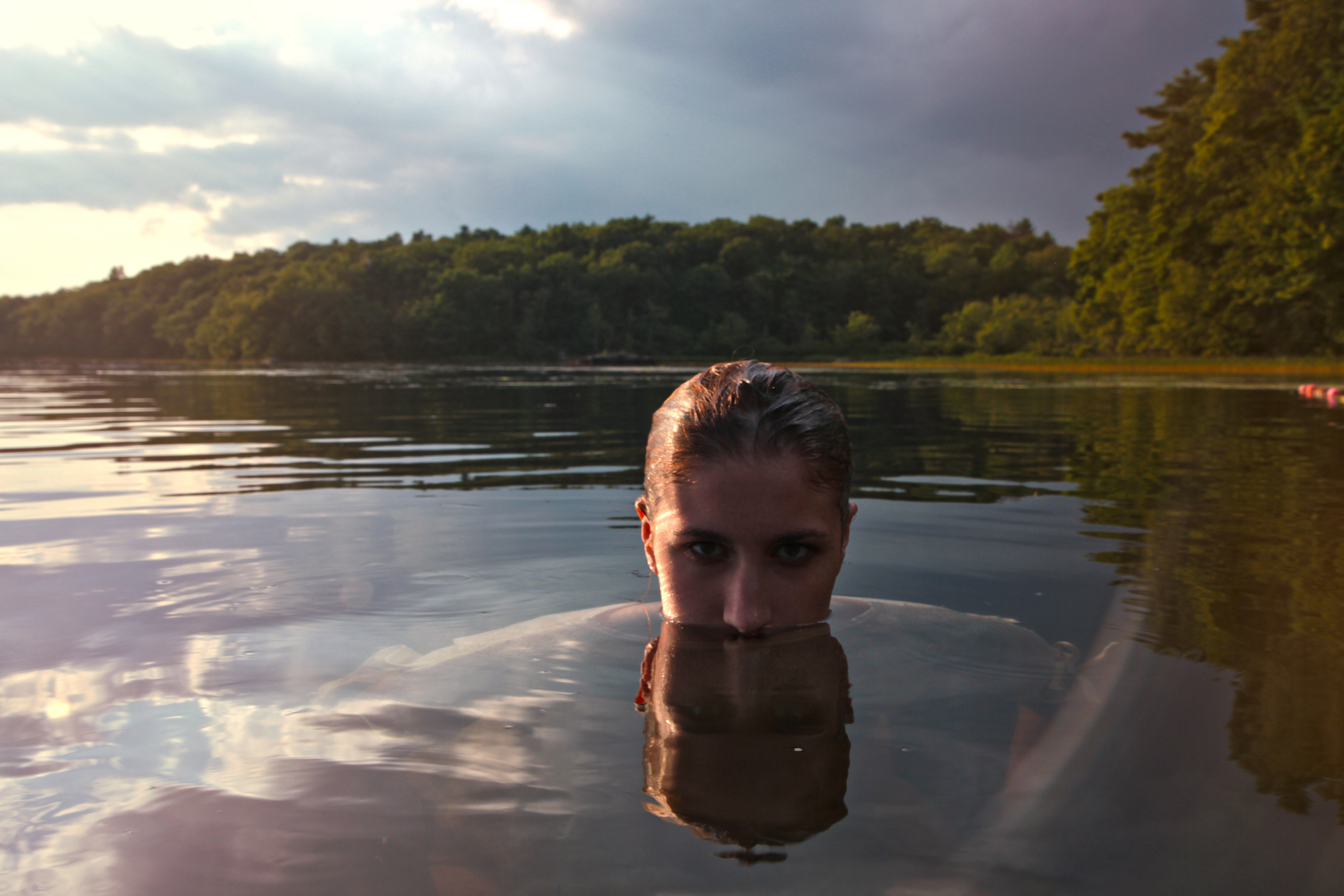Chelsea Ross Miller emerging from the depths on the set of Geena Matuson's (@geenamatuson) thesis film 'My Big Bad Wolf', 2013.