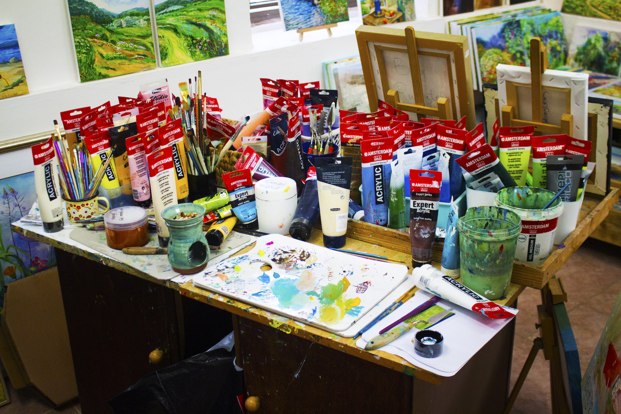 Artwork by Betty Rubinstein at her studio in Zikhron Ya'akov, Israel, 2017.