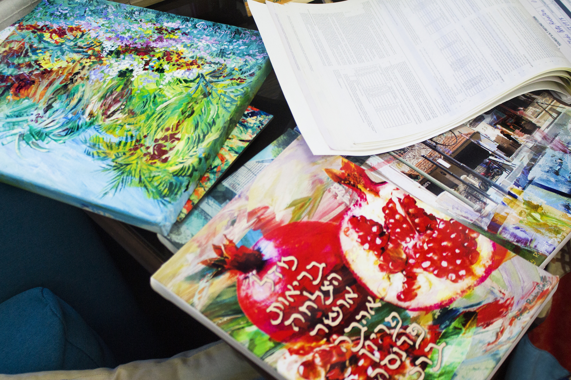 Artwork by Betty Rubinstein at her studio in Zikhron Ya'akov, Israel, 2017.