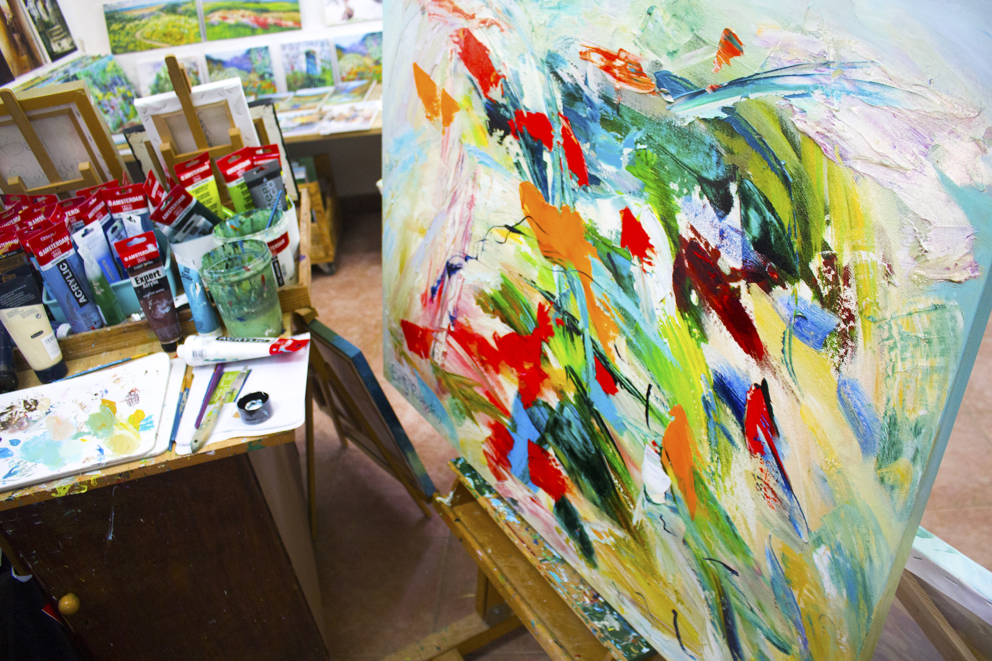 Artwork by Betty Rubinstein at her studio in Zikhron Ya'akov, Israel, 2017.