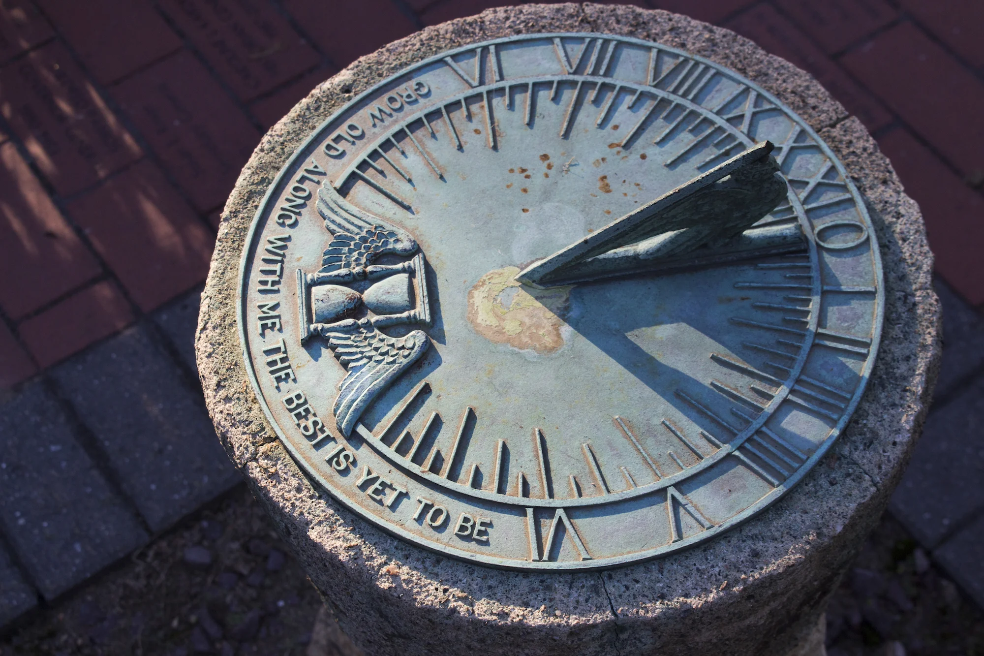 "Grow Old Along With Me The Best Is Yet To Be." Compass in the gardens at Mayflower Society House in Plymouth, MA, USA photographed by Geena Matuson (@geenamatuson) #thegirlmirage, 2017.