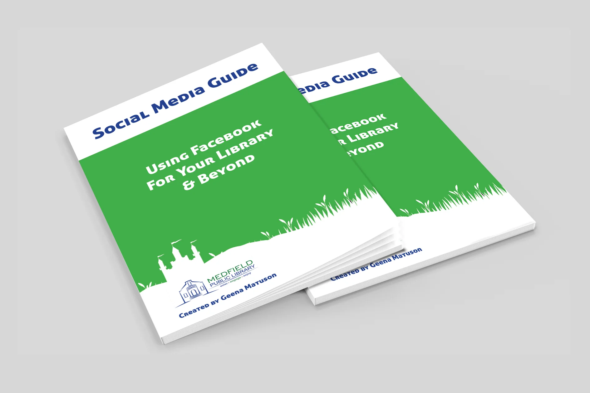 Geena Matuson's (@geenamatuson) 'Social Media Guide' to help libraries and community organizations with social media and outreach, created in InDesign and soon available for purchase, 2016.