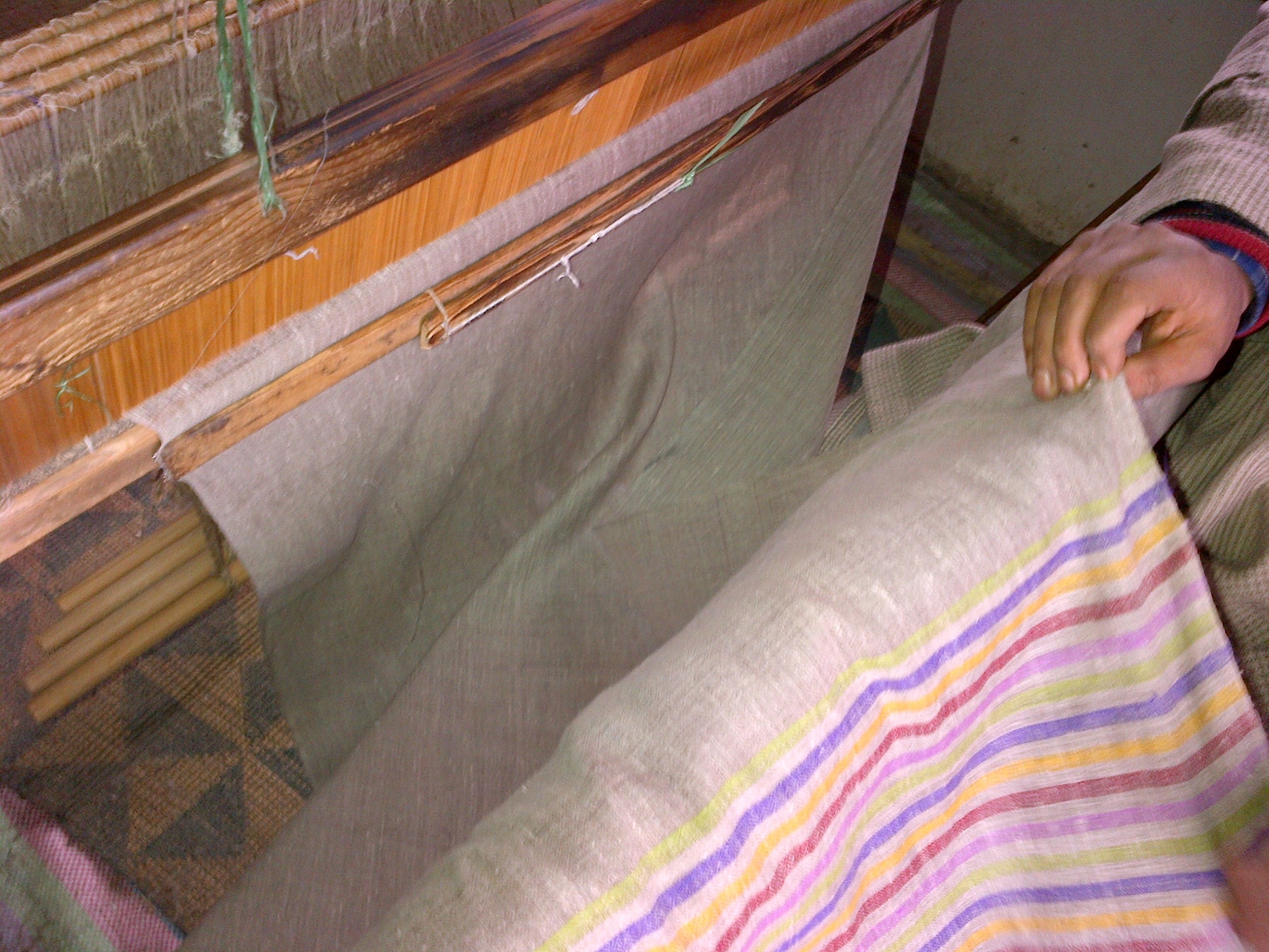 A hand spun striped Pashmina