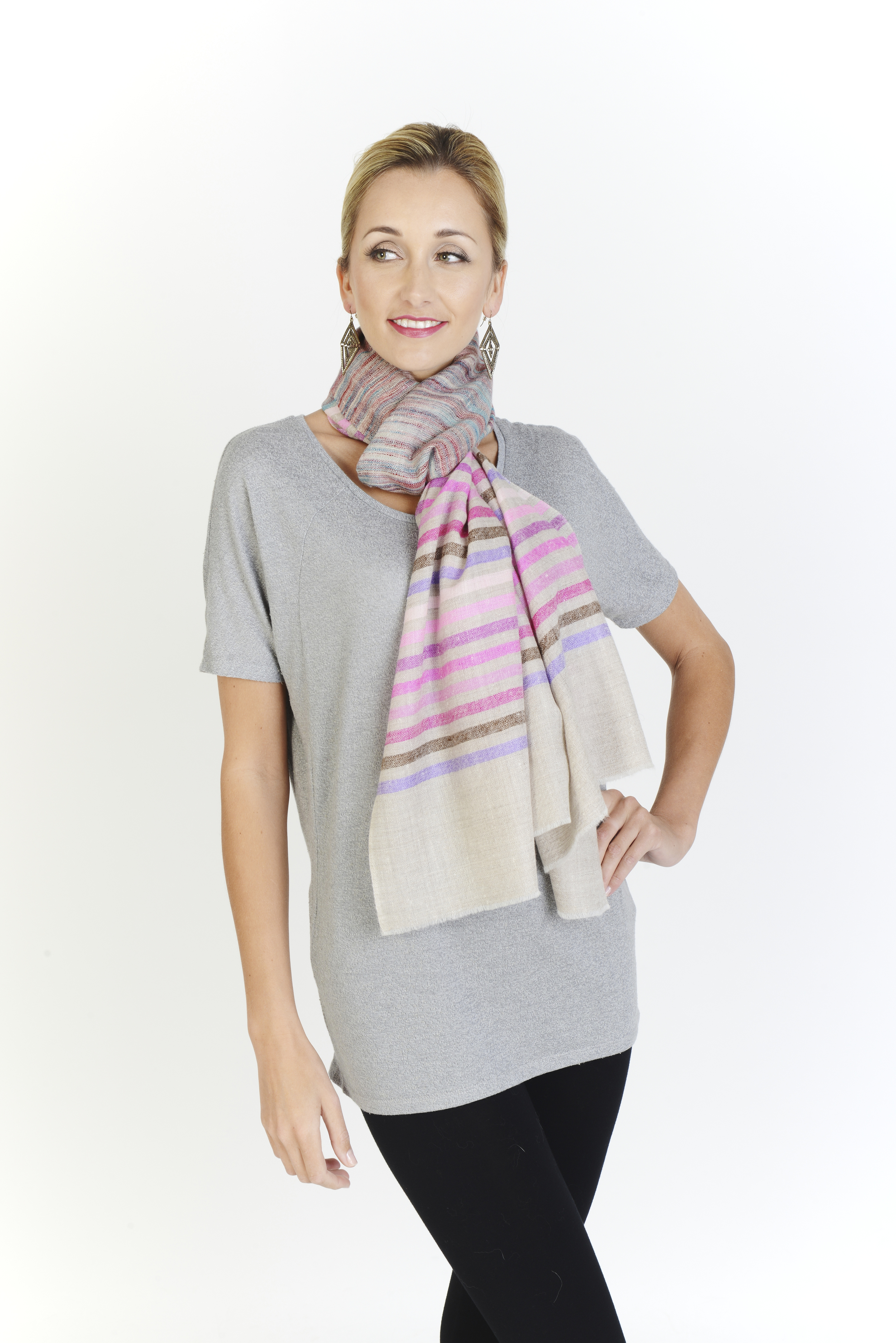 Hand spun Pashmina Stripes