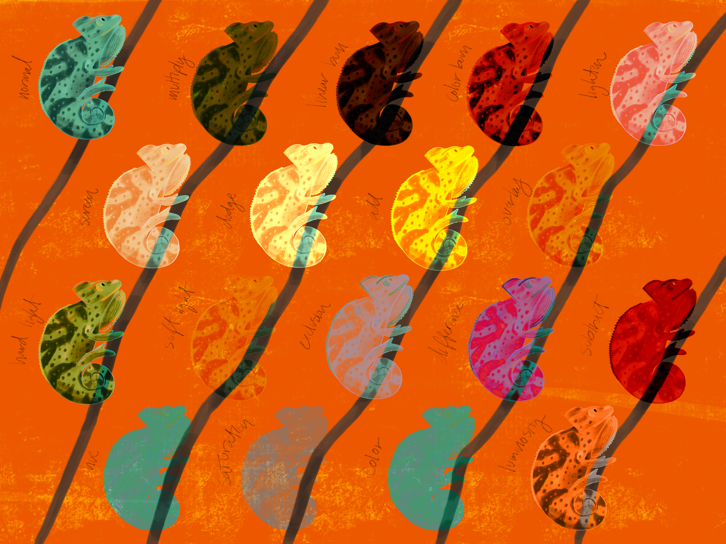 Chameleons Blending In , 2016. Digital