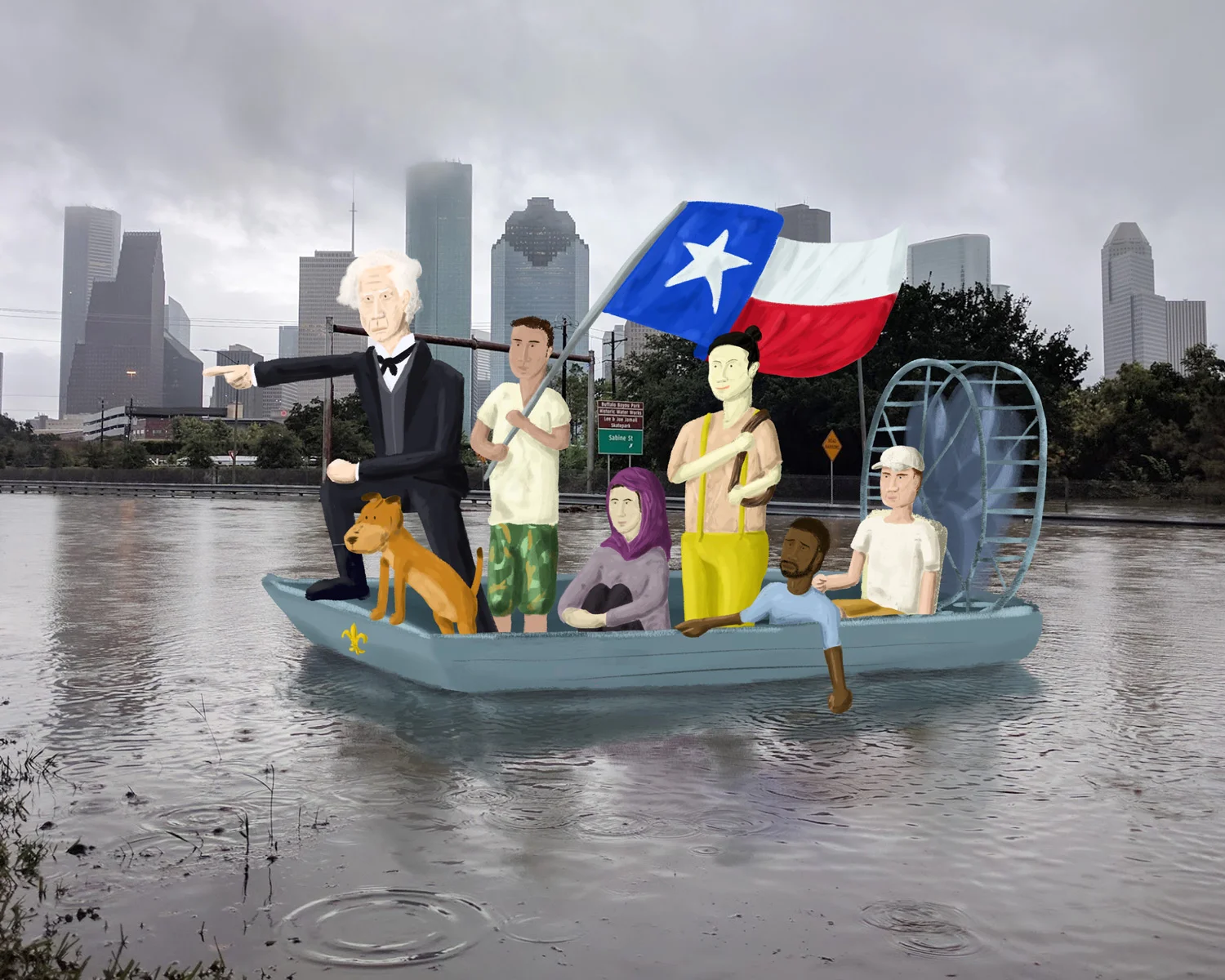 Sam Houston Crossing the Buffalo , 2017 Read about the process in /latest