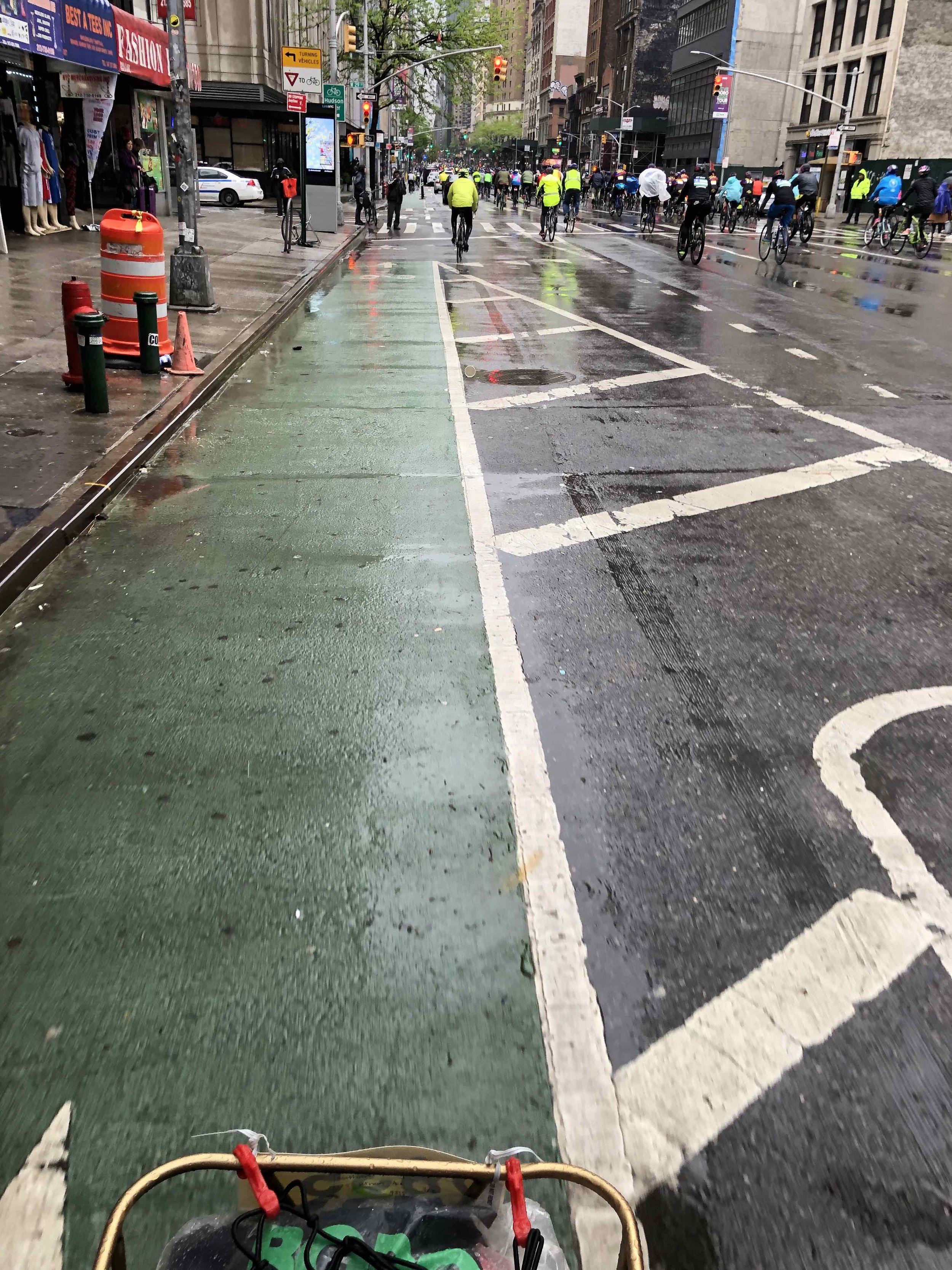 Oddly, it was much less crowded and easier to bypass hoards on the bike lane instead of on the streets. I love following traffic rules.