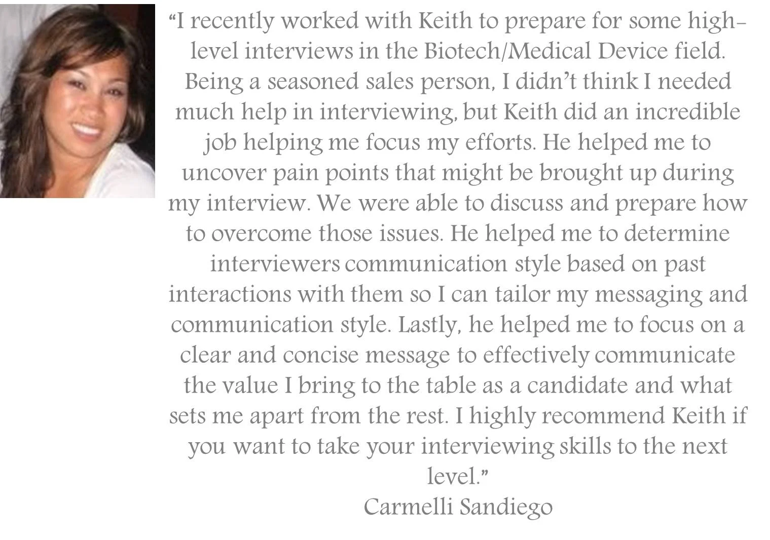 Testimonial for professional interview coaching service jpeg