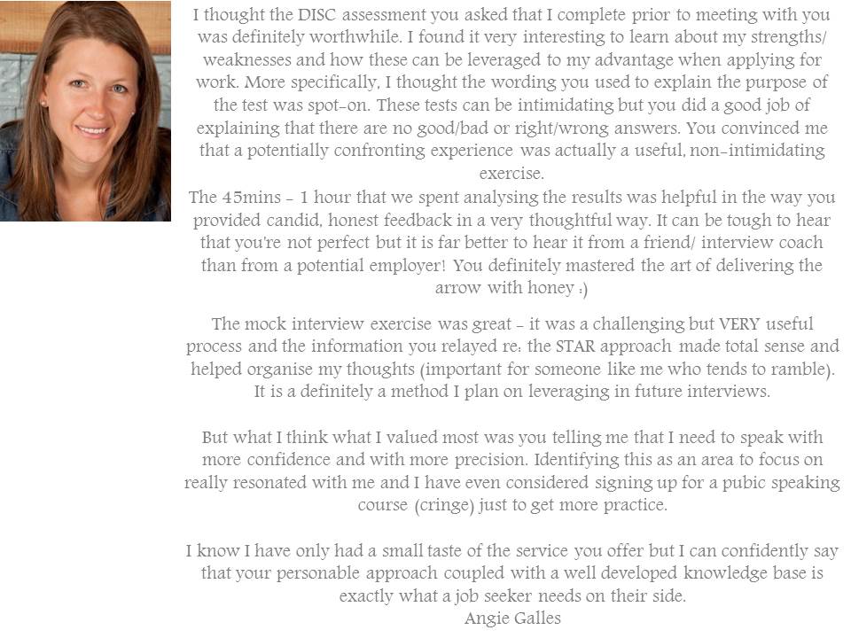 Testimonial for Professional Interview Coaching