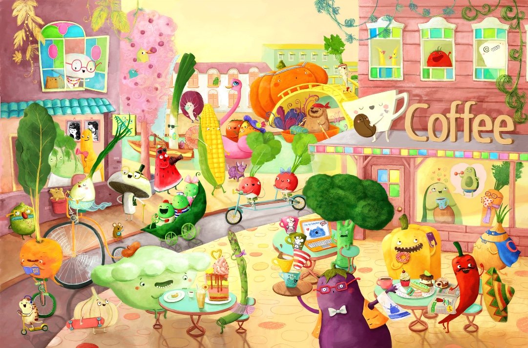 Vegetable town children’s illustration