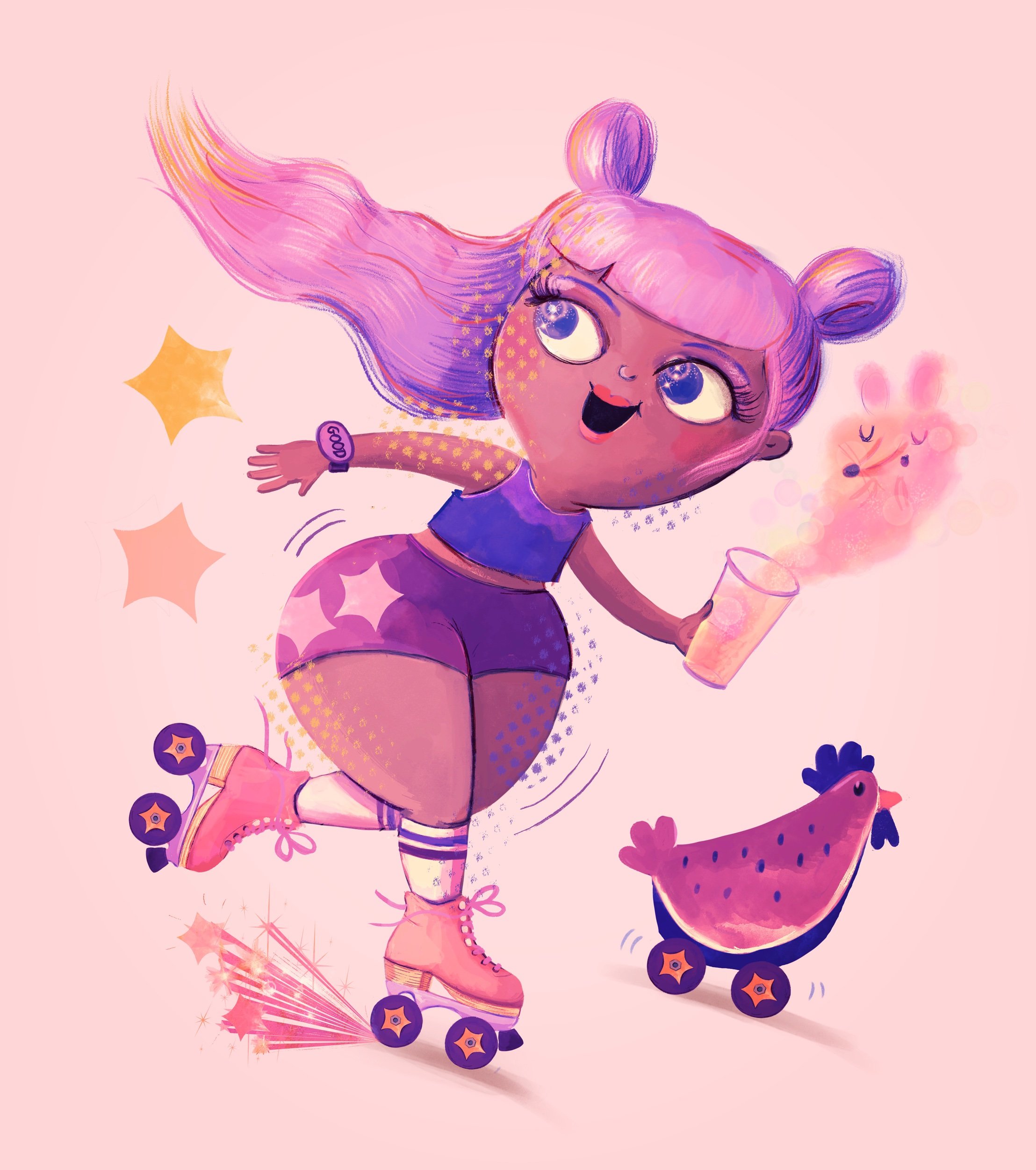 Roller skate girl illustration