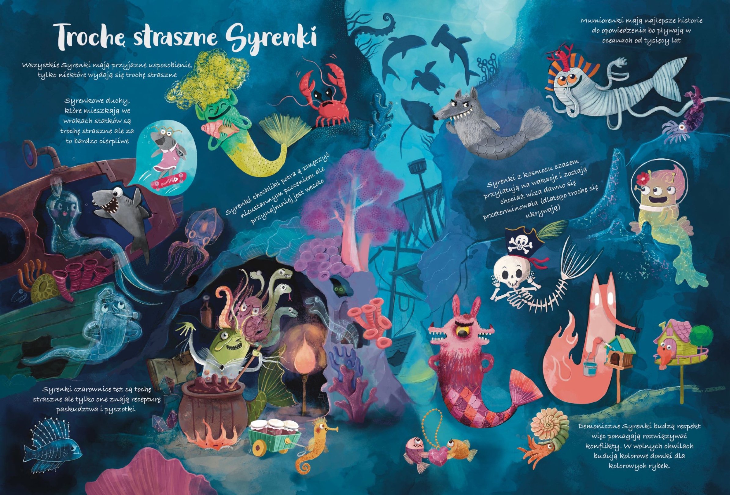Scary mermaids children’s illustration